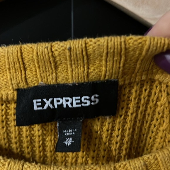 Express XS fall golden yellow cream white oversized sweater women’s - Picture 2 of 4